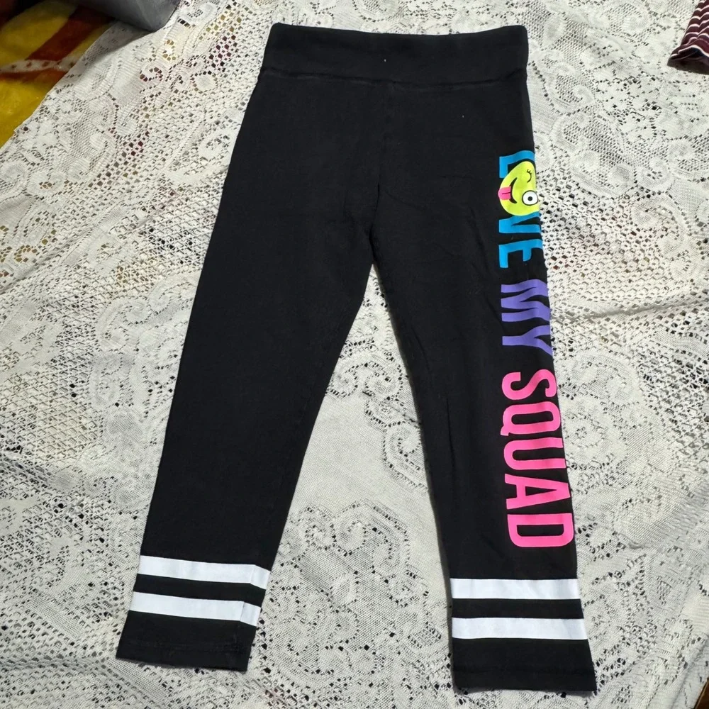 Justice‎ Girls Black Capri Leggings Size 14 Love My Squad Athleisure